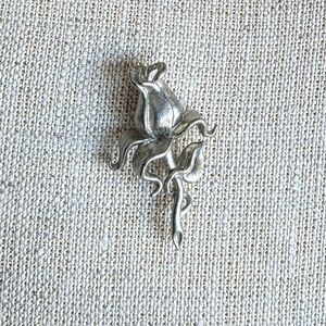 Silver Floral Rose Brooch